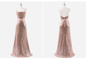 Rose Gold Mermaid Backless Sparkle Sequins Sexy Party Dress