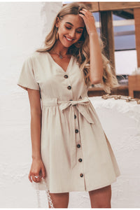 Simple Vintage button women dress