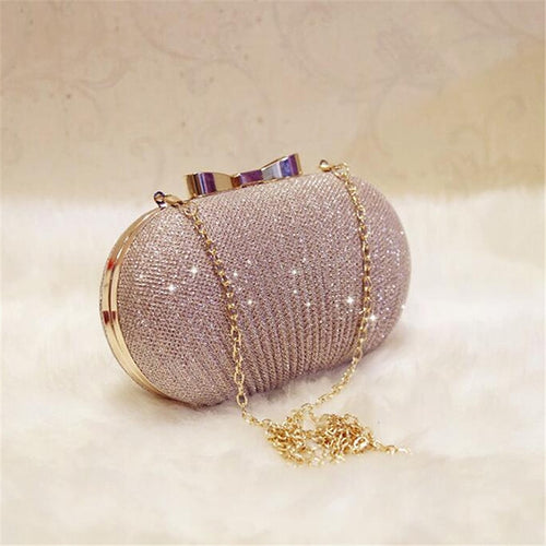 Golden Evening Clutch Bag Wedding Shiny Handbags