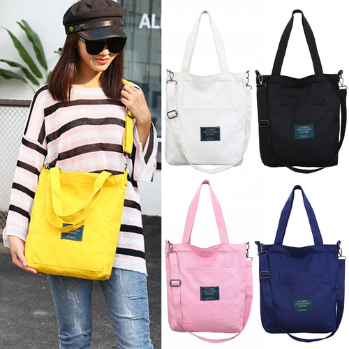 Canvas Handbag Women Shoulder Bag with Removable Strap Multi Pockets Crossbody Wear