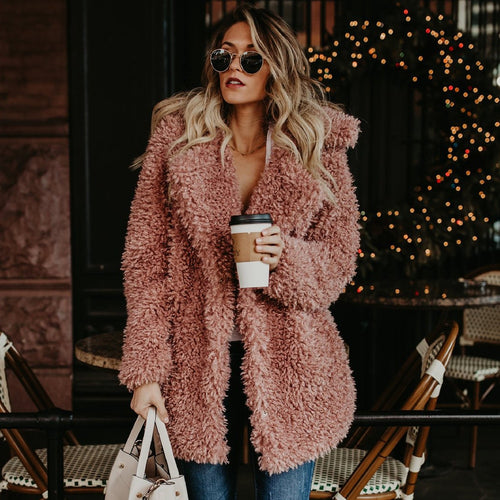 Fur Coat Trench Wool Teddy Casual Overcoat Imitation Women's Coat