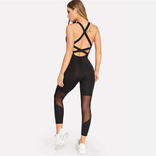 Load image into Gallery viewer, Crisscross Open Back Mesh Insert Jumpsuit