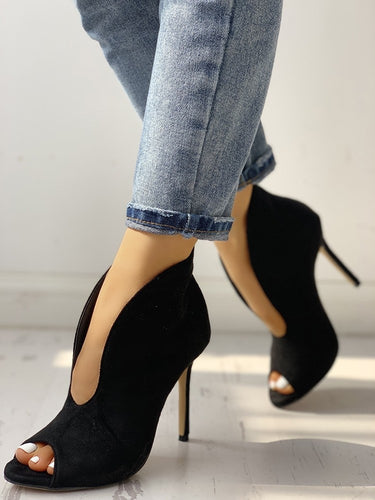 Peep Toe V-Shape Cut Out Ankle high heels sexy party women's Shoes