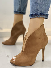 Load image into Gallery viewer, Peep Toe V-Shape Cut Out Ankle high heels sexy party women&#39;s Shoes