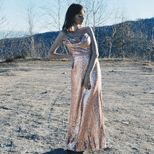 Load image into Gallery viewer, Rose Gold Mermaid Backless Sparkle Sequins Sexy Party Dress