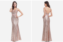 Load image into Gallery viewer, Rose Gold Mermaid Backless Sparkle Sequins Sexy Party Dress