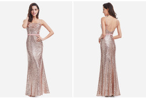 Rose Gold Mermaid Backless Sparkle Sequins Sexy Party Dress