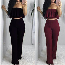 Load image into Gallery viewer, Two Piece Set Women Ruffles Off Shoulder Trousers Suit