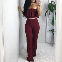 Load image into Gallery viewer, Two Piece Set Women Ruffles Off Shoulder Trousers Suit