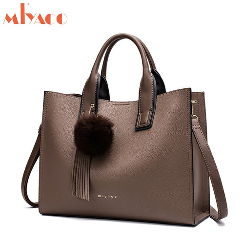 Women Leather Handbags Casual Brown Crossbody Bag TOP-handle