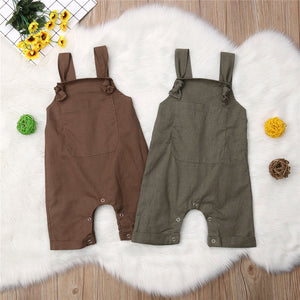 Newborn Baby Boys Girls Solid Dungarees Bib Infant Overalls Kids Clothes