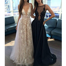 Load image into Gallery viewer, Luxury Sexy White Perspective Lace V-neck Sequin Floor-Length Maxi Dress