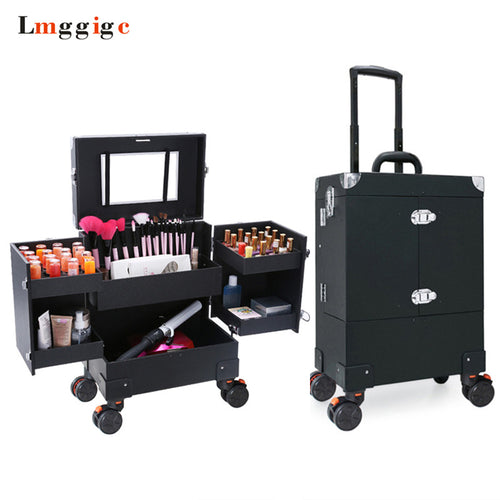 Makeup artist Toolbox with Rolling,Cosmetic Luggage Bags