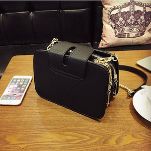 Women Shoulder Chain Strap Flap Designer Clutch Bag With Metal Buckle