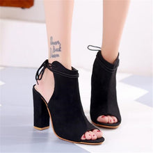 Load image into Gallery viewer, Ankle Boots Peep Toe Stiletto Heel Shoes High Heel Black