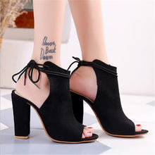 Load image into Gallery viewer, Ankle Boots Peep Toe Stiletto Heel Shoes High Heel Black