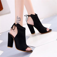 Load image into Gallery viewer, Ankle Boots Peep Toe Stiletto Heel Shoes High Heel Black