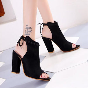 Ankle Boots Peep Toe Stiletto Heel Shoes High Heel Black