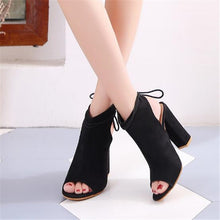 Load image into Gallery viewer, Ankle Boots Peep Toe Stiletto Heel Shoes High Heel Black