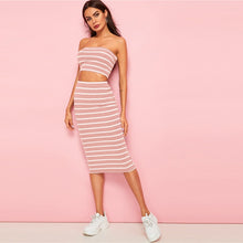 Load image into Gallery viewer, Sexy Striped Bandeau Two Piece Set