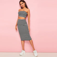 Load image into Gallery viewer, Sexy Striped Bandeau Two Piece Set