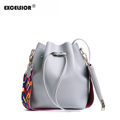 High Quality PU Leather Women's Handbag Fashion Bucket Bag