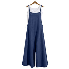 Load image into Gallery viewer, Cotton Pocket Long Wide Leg Romper Overalls Casual Loose Solid Jumpsuit