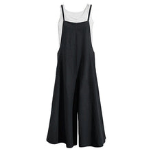 Load image into Gallery viewer, Cotton Pocket Long Wide Leg Romper Overalls Casual Loose Solid Jumpsuit