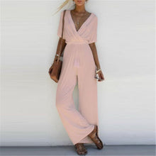 Load image into Gallery viewer, Women Jumpsuit Romper V Neck Casual Playsuit Overalls Ladies Wide Leg Loose