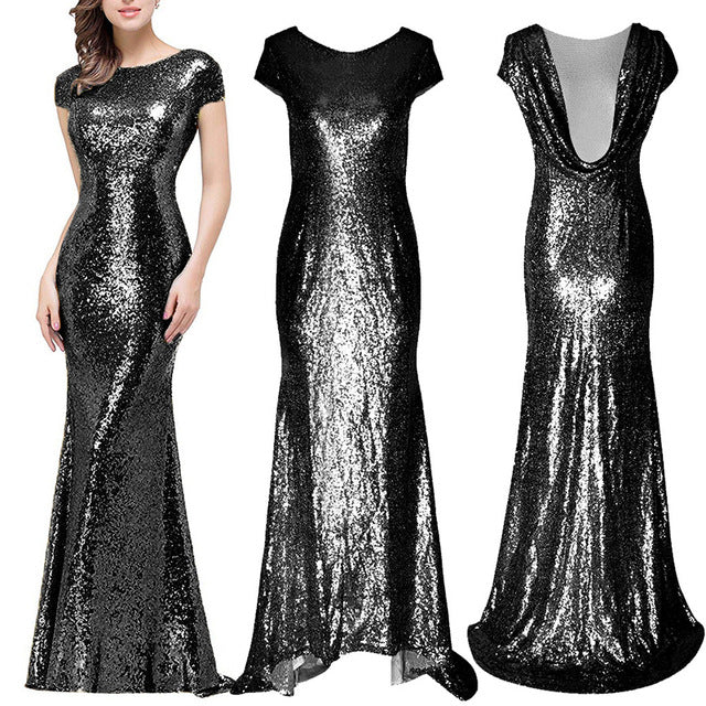 Women Glitter Sequins Party Wedding Bridesmaid slim Dress