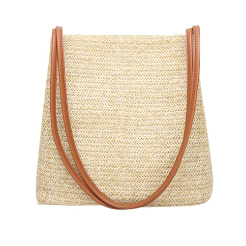 Durable Weave Straw Beach Bag Feminine Woven Bucket Grass Casual Tote