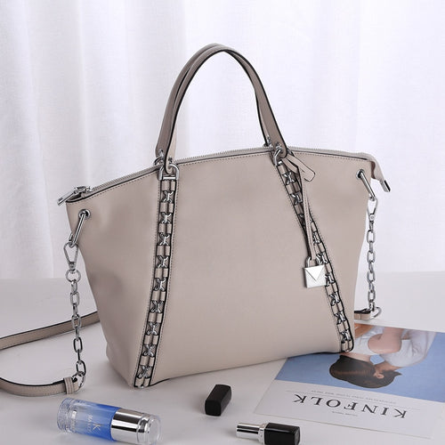 Fashion leather Casual chain decorated diamond-shaped mosaic large capacity women bag