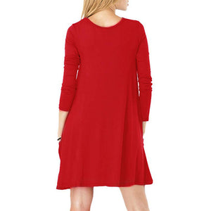 Women's Casual Pockets Plain Flowy Dress Simple Swing