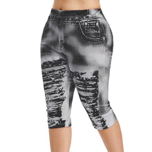 Load image into Gallery viewer, 3D Ripped Print Leggings Elastic High Wasit Capri Skinny Jeans