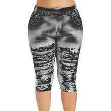 Load image into Gallery viewer, 3D Ripped Print Leggings Elastic High Wasit Capri Skinny Jeans