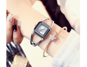 Square Fashion Skeleton Bracelet Rose Gold Watches Luxury Brand Ladies Watch