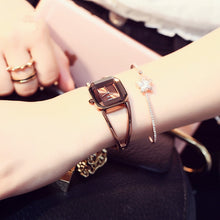 Load image into Gallery viewer, Square Fashion Skeleton Bracelet Rose Gold Watches Luxury Brand Ladies Watch