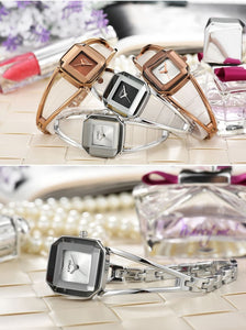 Square Fashion Skeleton Bracelet Rose Gold Watches Luxury Brand Ladies Watch