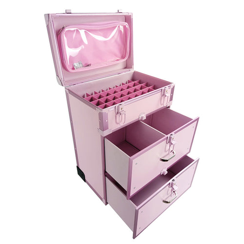 Women tool Box ,Aluminum frame+PVC Make-up Trolley Cosmetic Bag